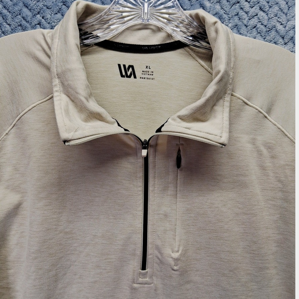 VRST Men XL Quarter Zip Pullover Beige Heather Athletic Golf Shirt Raglan Sleeve